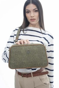 Benetton Monogram Haki Kadın Çapraz Askılı Çanta BNT1111