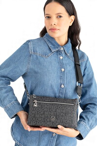 Benetton Monogram Siyah Kadın Çapraz Askılı Çanta BNT1664