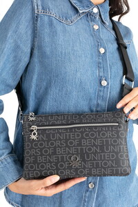  Benetton Monogram Siyah Kadın Çapraz Askılı Çanta BNT1664