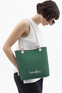  Benetton  Yeşil-Bej Kadın Omuz Çantası BNT1616