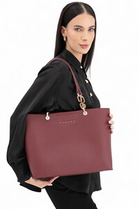 Sisley Logo Detaylı Bordo Kadın Omuz Çantası SLY285