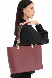  Sisley Logo Detaylı Bordo Kadın Omuz Çantası SLY285