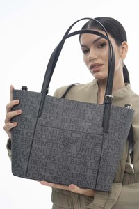 Benetton Monogram Gri Kadın Omuz Çantası BNT1132