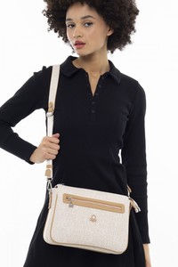  Benetton Monogram Bej/Camel Kadın Çapraz Askılı Çanta BNT950