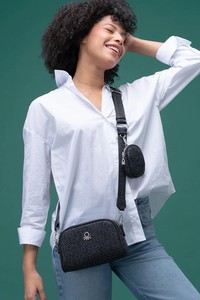 Benetton Monogram Siyah Kadın Çapraz Askılı Çanta BNT1278