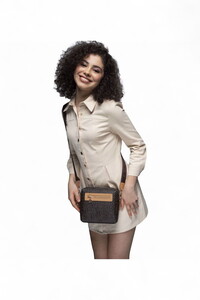 Benetton Monogram Kahve-Camel Kadın Çapraz Askılı Çanta BNT748