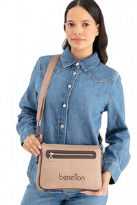 Benetton Soft Line Vizon-Kahve Kadın Çapraz Askılı Çanta BNT1662