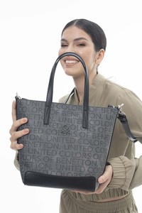 Benetton Monogram Gri Kadın Omuz Çantası BNT1127