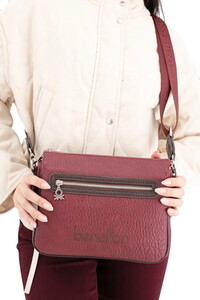  Benetton Soft Line Bordo-Kahve Kadın Çapraz Askılı Çanta BNT1662