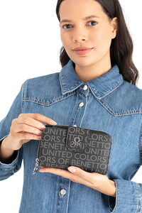 Benetton Monogram Siyah Kadın Portföy & Clutch Çanta BNT1661