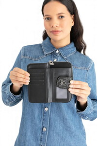  Benetton Monogram Siyah Kadın Portföy & Clutch Çanta BNT1661