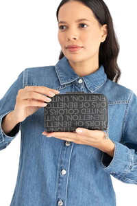  Benetton Monogram Siyah Kadın Portföy & Clutch Çanta BNT1661