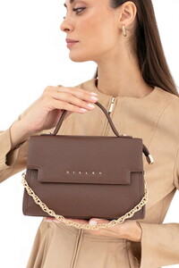  Sisley Logo Detaylı Kahve Kadın El Çantası SLY237