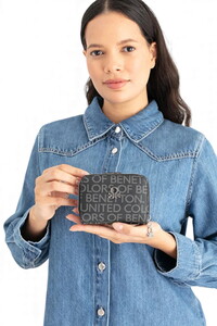  Benetton Monogram Siyah Kadın Portföy & Clutch Çanta BNT1659