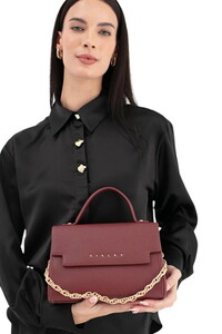 Sisley Logo Detaylı Bordo Kadın El Çantası SLY237