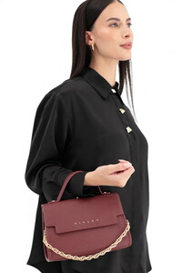  Sisley Logo Detaylı Bordo Kadın El Çantası SLY237