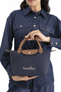 Benetton  Lacivert-Camel Kadın El Çantası BNT1702