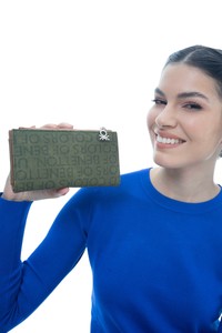  Benetton Monogram Haki Kadın Portföy & Clutch Çanta BNT1140