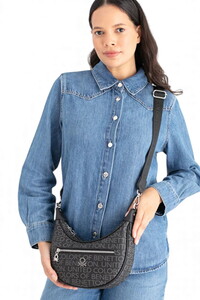  Benetton Monogram Siyah Kadın Omuz Çantası BNT1685