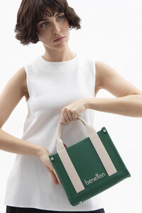  Benetton  Yeşil-Bej Kadın El Çantası BNT1620