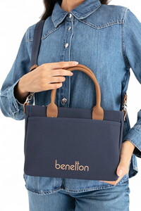 Benetton  Lacivert-Camel Kadın El Çantası BNT1649