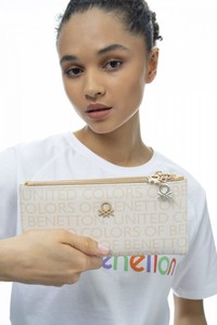  Benetton Monogram Bej Kadın Portföy & Clutch Çanta BNT944