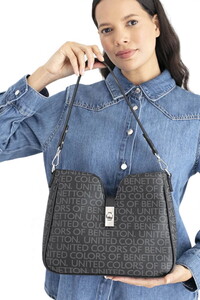 Benetton Monogram Siyah Kadın Omuz Çantası BNT1697