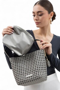  Sisley  Platin Kadın Omuz Çantası SLY222