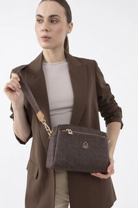  Benetton Monogram Kahve-Camel Kadın Çapraz Askılı Çanta BNT1288