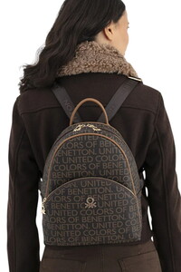 Benetton Monogram Kahve-Taba Kadın Sırt Çantası BNT1698