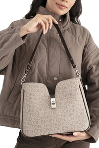  Benetton Monogram Taş-Kahve Kadın Omuz Çantası BNT1697