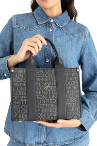  Benetton Monogram Siyah Kadın El Çantası BNT1640
