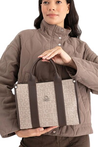  Benetton Monogram Taş-Kahve Kadın El Çantası BNT1640