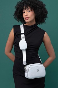 Benetton Monogram Beyaz/Gri Kadın Çapraz Askılı Çanta BNT1292
