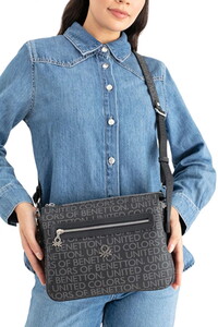  Benetton Monogram Siyah Kadın Çapraz Askılı Çanta BNT1637