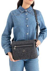 Benetton Monogram Siyah Kadın Çapraz Askılı Çanta BNT1637