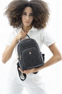 Benetton Monogram Siyah Kadın Sırt Çantası BNT169