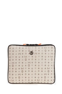 Bilik Deri Monogram Bej Unisex Laptop & Evrak Çantası TABLET-MN 12'