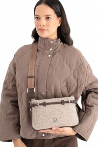 Benetton Monogram Taş-Kahve Kadın Çapraz Askılı Çanta BNT1681