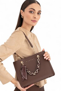 Sisley Logo Detaylı Kahve Kadın Omuz Çantası SLY287
