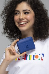 Benetton Gofraj Saks Mavi Kadın Cüzdan BNT766