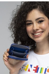  Benetton Gofraj Saks Mavi Kadın Cüzdan BNT766