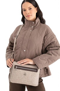 Benetton Monogram Taş-Kahve Kadın Çapraz Askılı Çanta BNT1637