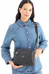 Benetton Monogram Siyah Kadın Çapraz Askılı Çanta BNT1642