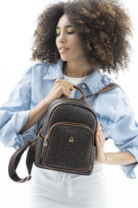 Benetton Monogram Kahve-Taba Kadın Sırt Çantası BNT169