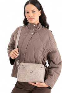 Benetton Monogram Taş-Kahve Kadın Çapraz Askılı Çanta BNT1642