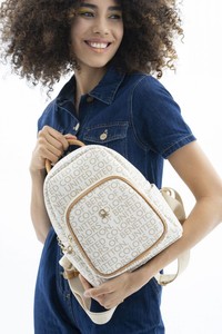 Benetton Monogram Bej-Camel Kadın Sırt Çantası BNT169