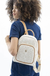 Benetton Monogram Bej-Camel Kadın Sırt Çantası BNT169