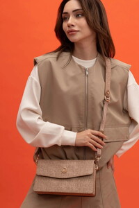 Benetton Monogram Camel Kadın Çapraz Askılı Çanta BNT1405