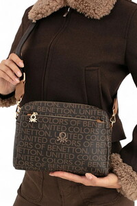  Benetton Monogram Kahve-Taba Kadın Çapraz Askılı Çanta BNT1642